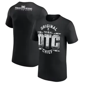 Retro Roman Reigns OTC 10-Star T-Shirt, Trendy Regular Workout Graphic Tees Casual Menswear Womenswear, Made in USA Unisex Black Graphic Tops Streetwear