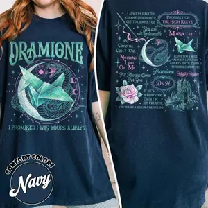 2 Side Romantasy Bookish Manacled Fanfiction Comfort Colors T-Shirt, Dramione Paper Crane Design, Draco Enemies to Lovers Merch