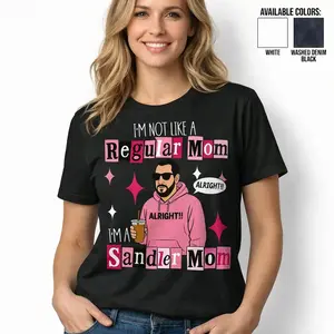 Funny Graphic Tee I'm Not a Regular Mom I'm a Sandler Mom T-Shirt Fan Tee Gift for Mom Made in USA Women Men Cotton Short Sleeve Soft Comfortable Round Neck Design Casual Everyday Wear