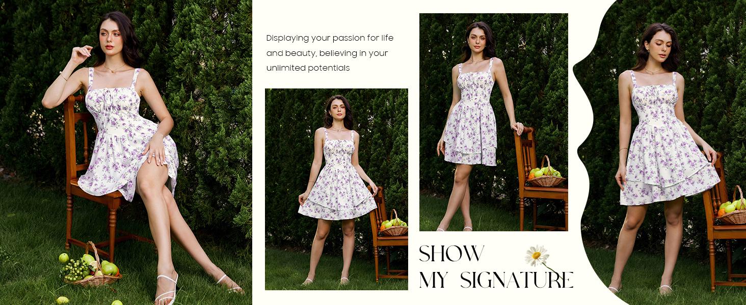 Floral Mini Corset Dress for Women Teen 2026 Summer Spring Flowy A-Line Sundress with Pockets SpringStatements