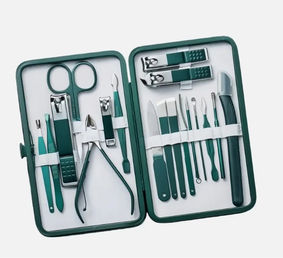 Stainless Steel Manicure & Pedicure Tool Kit (7-18 Pieces) - Premium Nail Clipper Set with Sturdy Storage Box, Multifunctional Beauty Care Grooming Tools for Home Fingernail & Toenail Trimming