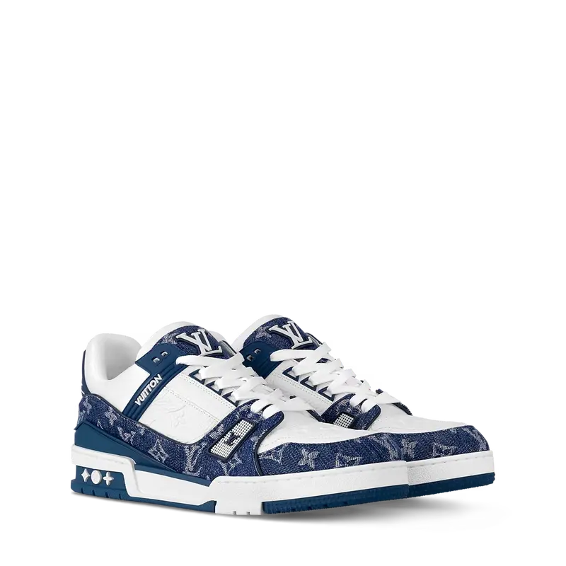 ‮ nottiuV siuoL ‬   Denim Leather Low-Top  Sneakers for Men and Women Trainer Trending Shoes, House White Official Shoes to Get / Maison Mihara