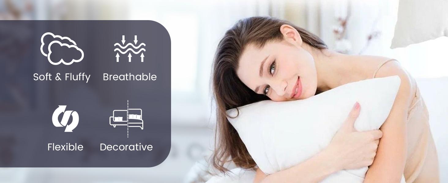 Lux Decor 4 Pack Throw Pillows - Hypoallergenic Durable Fillings Square Cushion, Soft, Fluffy & Lightweight Decorative Stuffer Pillows Insert-Machine Washable-Home Decoration Essentials-Versatile Decor Items