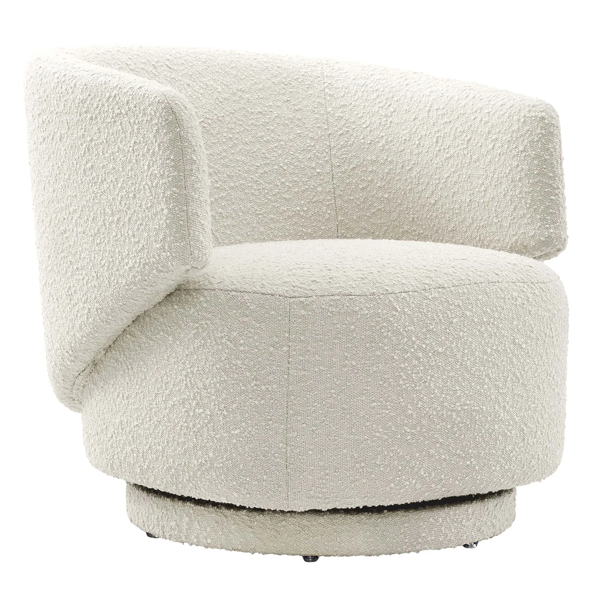 Celestia Boucle Fabric Swivel Chair in Ivory Celestia Boucle Fabric Swivel Chair in Ivory