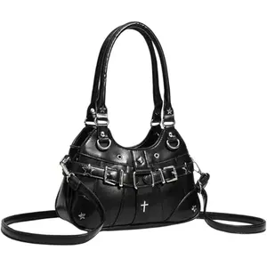 RIVERICH Y2k Leather Shoulder Purse Women Punk Star Harajuku Handbag Hip Hop Gothic Crossbody Bags Y2k Stuff