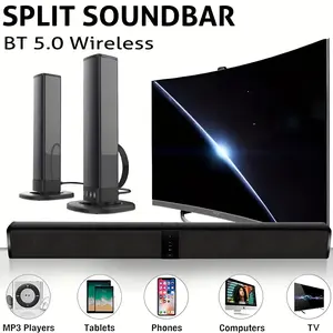 Separable All-in-One Home Theater Sound Bar, Surround Sound System TV Soundbar with 4pcs 5W Magnetic Speakers and 1pc Echo Tube, Supports Wireless, AUX Connection for PC/Gaming/Projectors