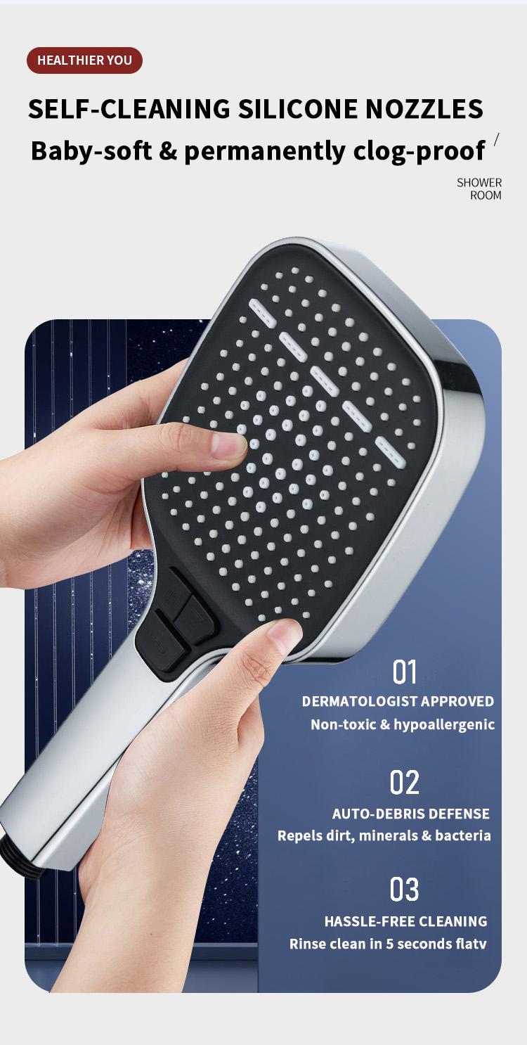 High-pressuremulti-mode handheid showerhead &Square-panlel showerhead,power wash,showerhead with ON/OFF switdh for pets bath 1.5m hose,shower bracket,Shower,bathroom supplies.