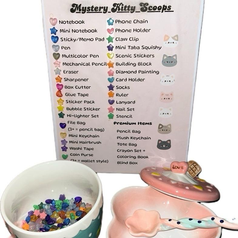 Kitty Mail Assorted Trinket & Stationery Set  - 13+ Adorable Items in Gift Box - Perfect for Fans Collectors & Kawaii Lovers
