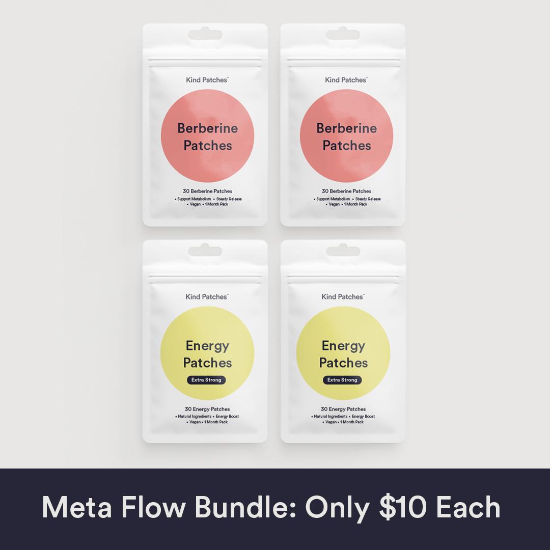 Kind Patches Meta Flow Bundle: Natural Ingredient, Energy Support, Healthy Metabolism, Caffeine, Berberine, Vegan Kind Patches Meta Flow Bundle: Natural Ingredient, Energy Support, Healthy Metabolism, Caffeine, Berberine, Vegan