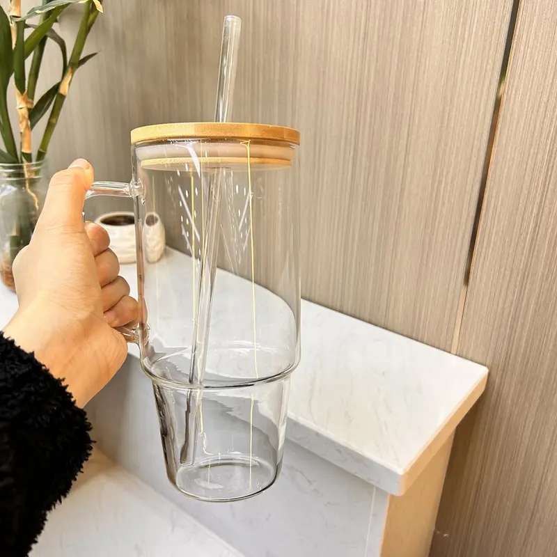 Product Introduction of Halloween Giftting -40 oz Glass Tumbler with Handle, Glass Cups with Lids and Straws, Bamboo Wide Mouth Fits in Car Holder Reusable Iced Coffee Cup Bottle Drinkware, Gifts Back to School, Dorm, Study, Work & Home Essential Glassware, Study Buddy Glass Mug 7