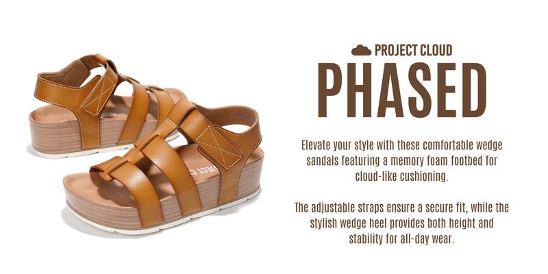 Project Cloud Women's | Eco-Leather Upper Wedge Sandals | Lightweight | Non-Slip - Phased