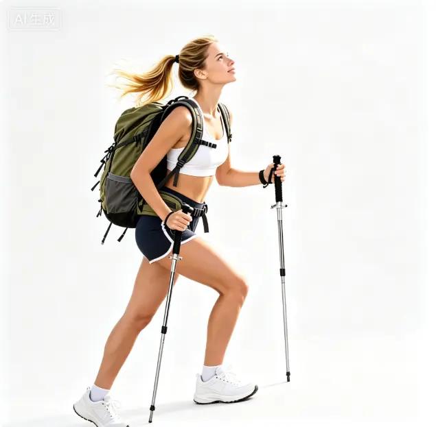Lightweight Aluminum Double Pole Hiking Sticks - Abrasion Resistant, Height Adaptable, Quick-Lock, Non-Slip Grip, All-Terrain, Shock-Absorbing, Compact Fold, Portable Storage, Sweat-Wicking, for Backpackers, Female, Camping, Outdoors, Trail Running, Adjus