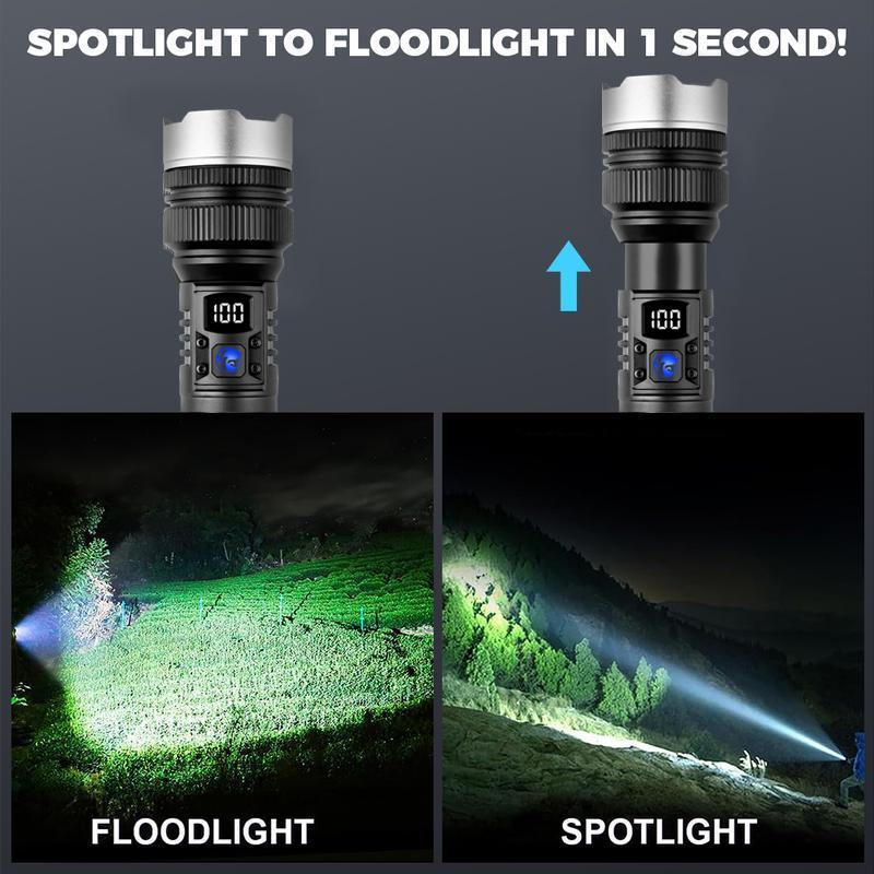 2-in-1 POWER BANK FLASHLIGHT Super Bright USB Rechargeable Zoomable for Camping Emergency Fishing fathersdaygift 2PCS