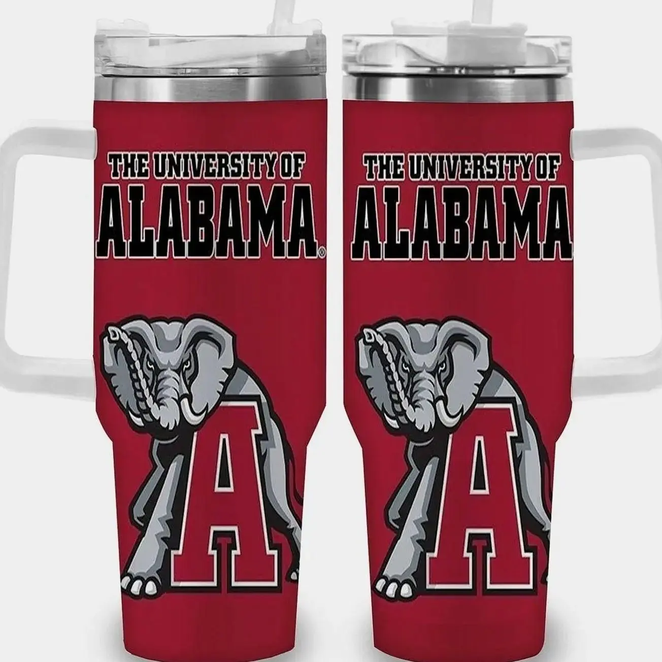 Essential 1pc 40oz University of Alabama Elephant Tumbler with Lid, Insulated Travel Mug, Gift for Women Men, Ideal for Halloween, Independence Day, Memorial Birthday Gift, Coffee Cup, weird stuff - In Stock