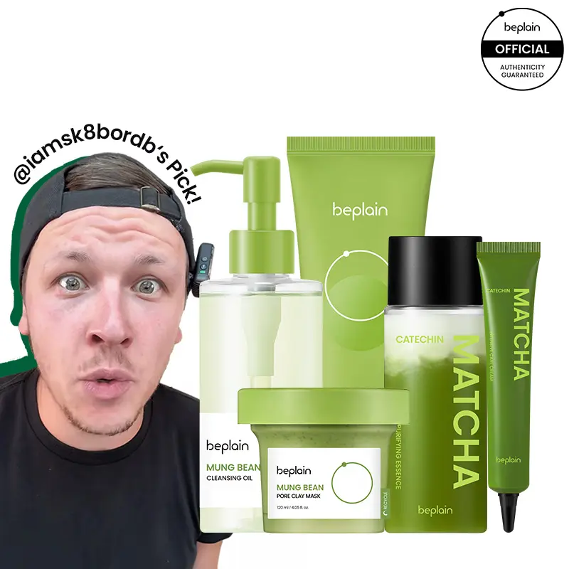 Mung Bean & Matcha Catechin: 5-Step Pore & Brightening Set | Complete Skin Detox Routine