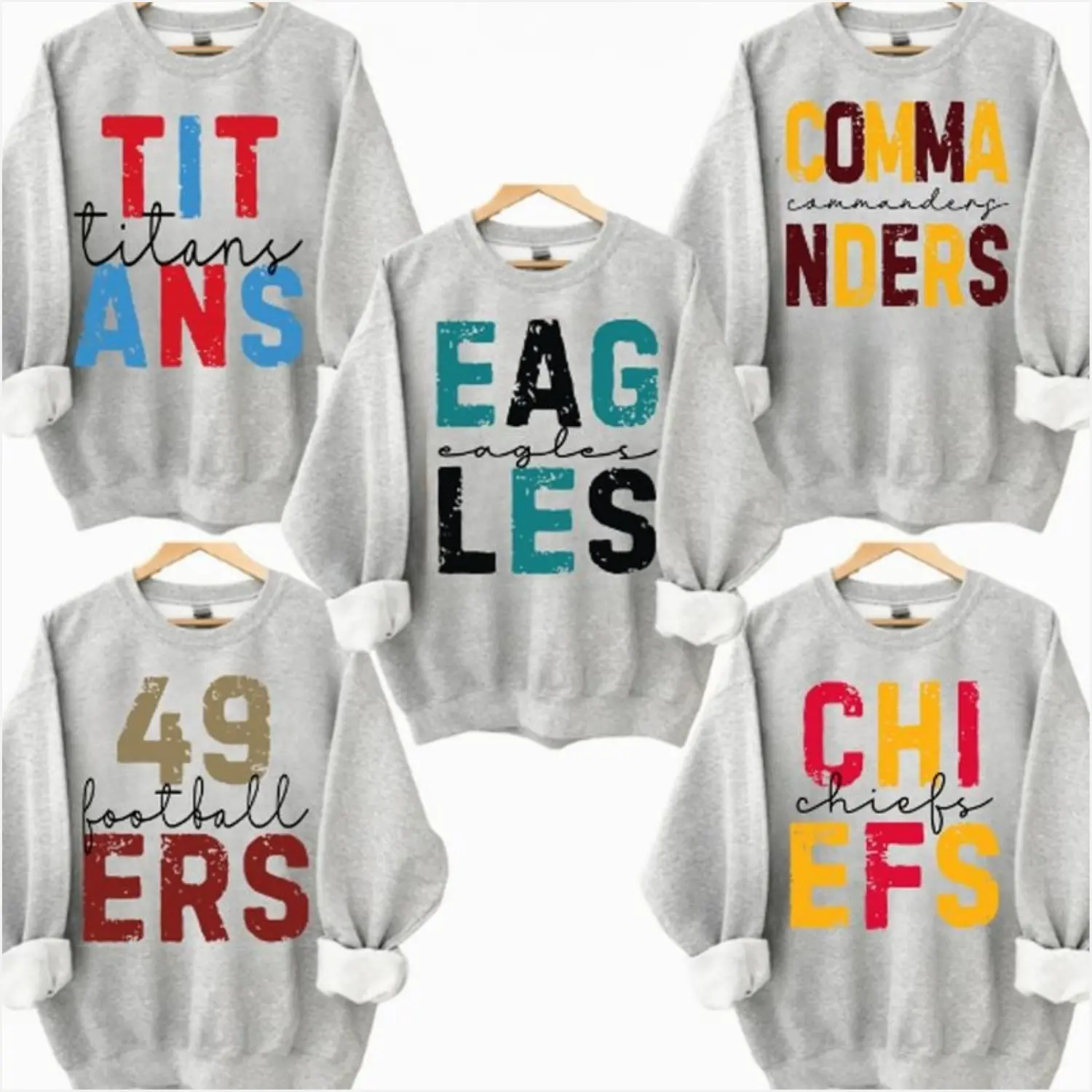 Retro All Team Football Sweatshirt Vintage Style Crewneck 90s Inspired Game Day Apparel Oversized Football Fan Pullover Gift for Men Women