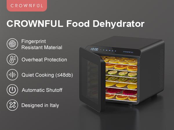 Crownful Food Dehydrator Machine, 7 Stainless Steel Trays, Dryer for Jerky, Vegetable, Fruit, Meat, Dog Treats, Herbs, and Yogurt