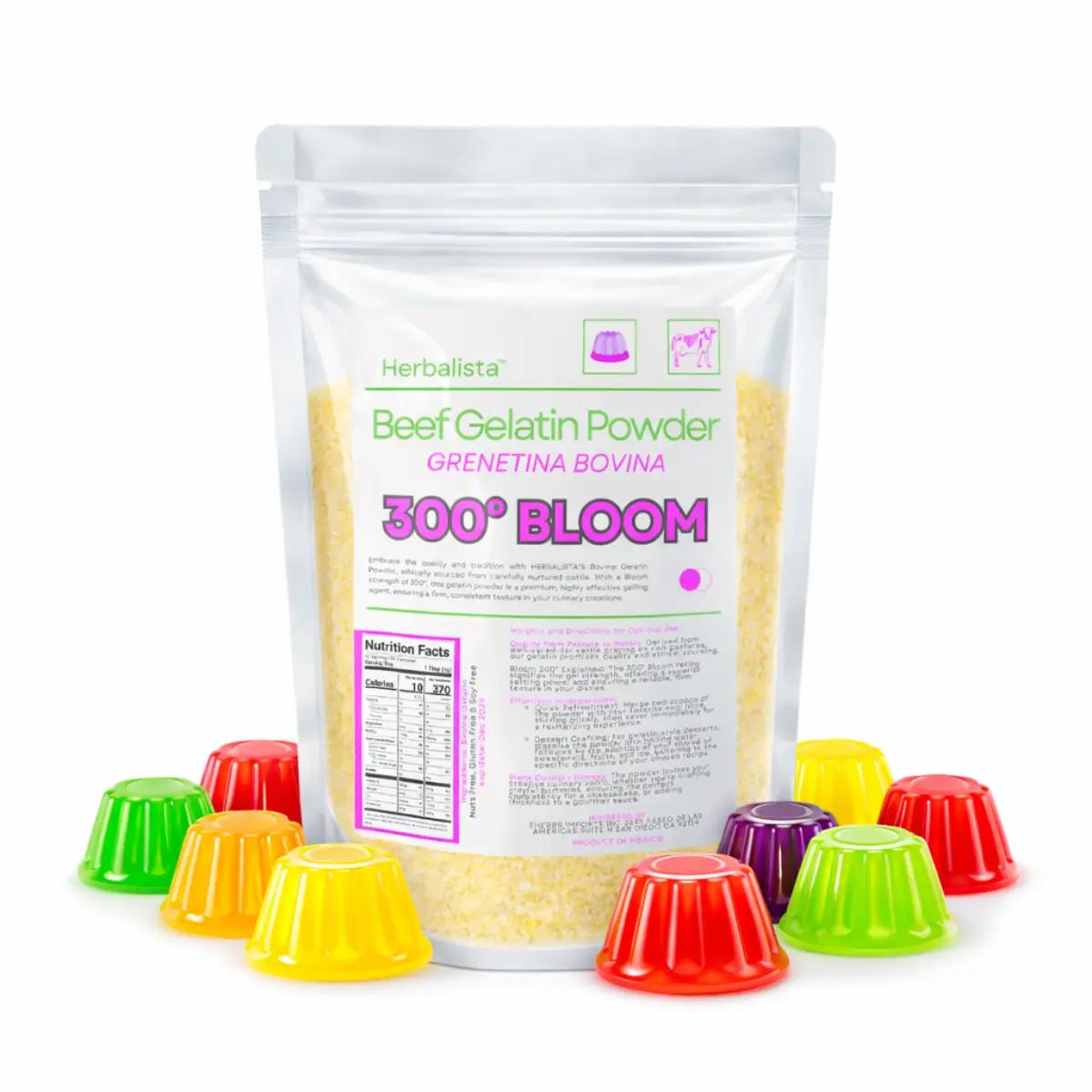 Herbalista Neutral Pure Beef Gelatin (Grenetina) Powder - 300 Bloom, 4 oz (114g), GMO-Free, Sugar-Free, 12-Month Shelf Life, High Strength Unflavored for Meal Prep, Gummies, Desserts (All Ages)
