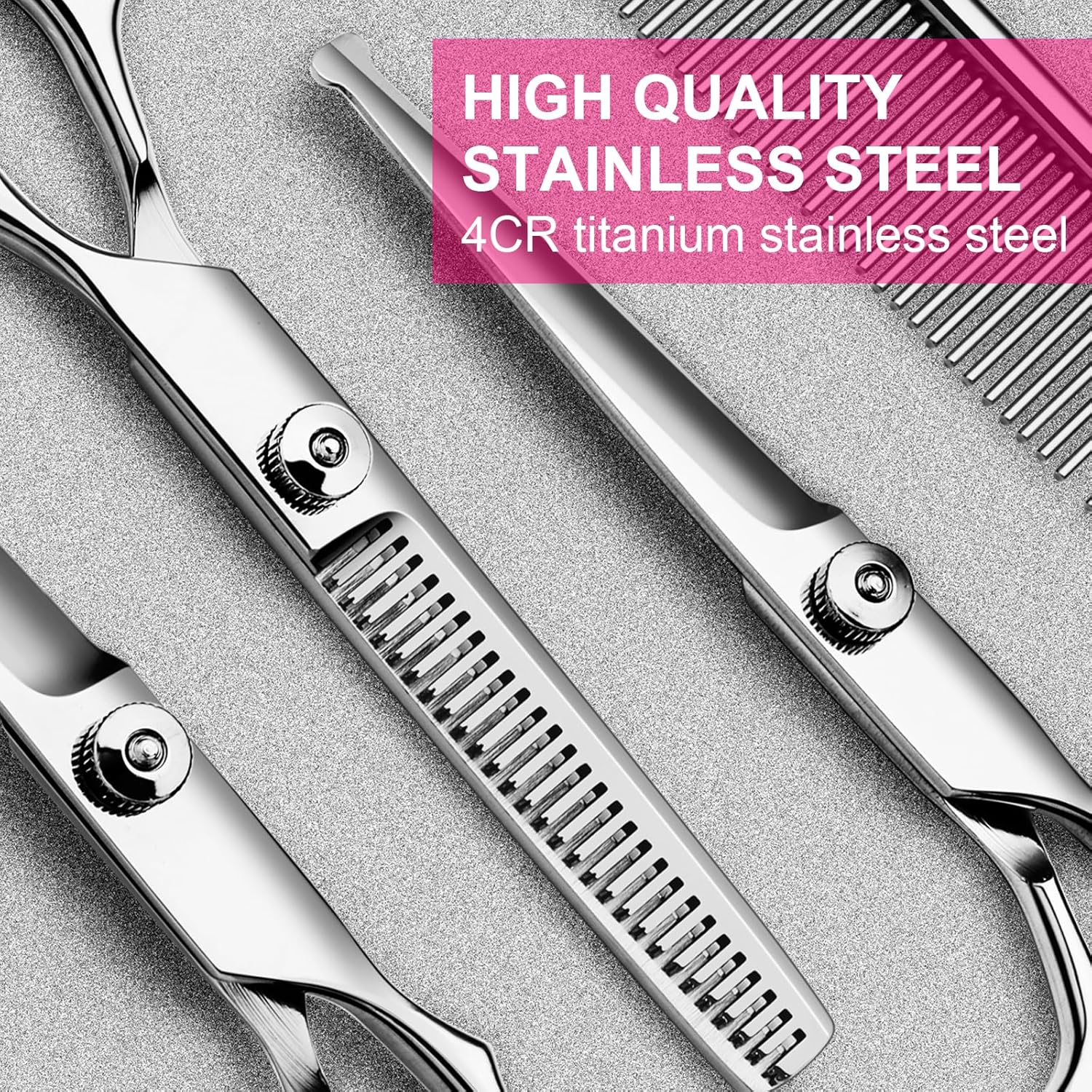 5-in-1 Professional Dog Grooming Scissors Kit – Pet Grooming Shears with Safety Round Tips, Titanium-Coated Stainless Steel for Dogs & Cats 5-in-1 Professional Dog Grooming Scissors Kit – Pet Grooming Shears with Safety Round Tips, Titanium-Coated Stainless Steel for Dogs & Cats