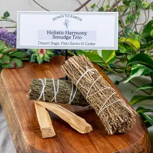 Down to Earth Holistic Harmony Smudging Trio: Desert Sage, Palo Santo & Cedar