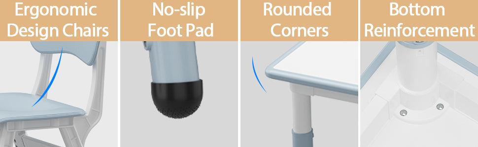 GARVEE Height Adjustable Toddler Table with Graffiti Desktop, Includes 2 Chairs and 12 Watercolor Pens, Ideal for Home Nursery Activities like Reading, Drawing, Playing, and Eating.