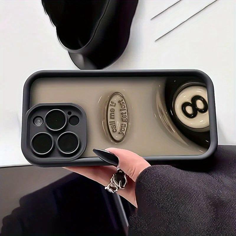 Creative Pattern Phone Case for iPhone 17 16 15 14 13 12 11 PRO MAX  PLUS, AIR Mini SE and iPhone XS MAX, with "Call Me If You Get Lost" Slogan and Number 8 Ball Pattern - Soft Shockproof Protective Cover