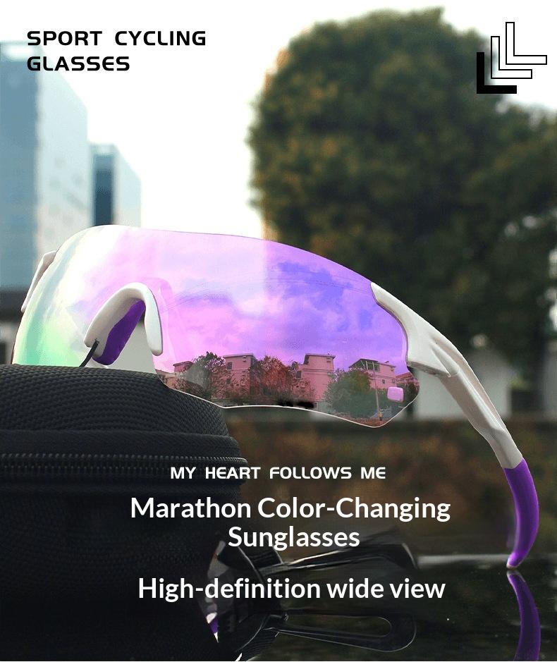 Photochromic Sunglasses Color Changing Sports Glasses UV400 TR90 Frame Lightweight Outdoor Windproof Dustproo