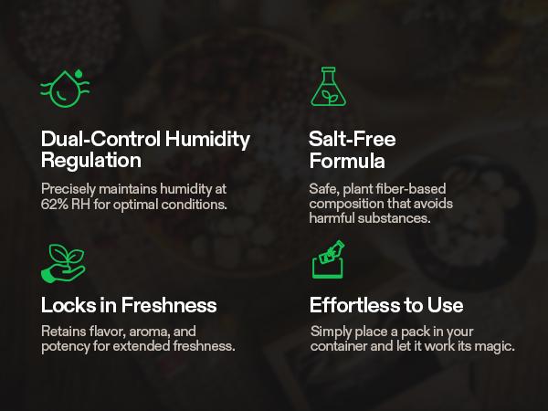 VIVOSUN 62% RH Two-Way Humidity Control Packs, Size 4 g, 10 Packs for Storing 1/2 oz, Moisture Balancer with RH Indicator Card for Food & Herb Storage