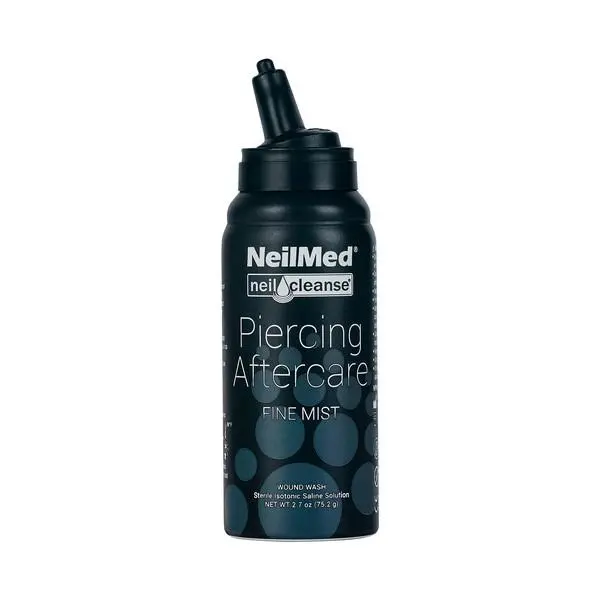 NeilMed NeilCleanse Piercing Aftercare (Travel Size) Fine Mist Spray 75ml Sterile Saline Solution for Gentle Skin Repair & Healing Vegan & Preservative-Free Hydrating Moisture
