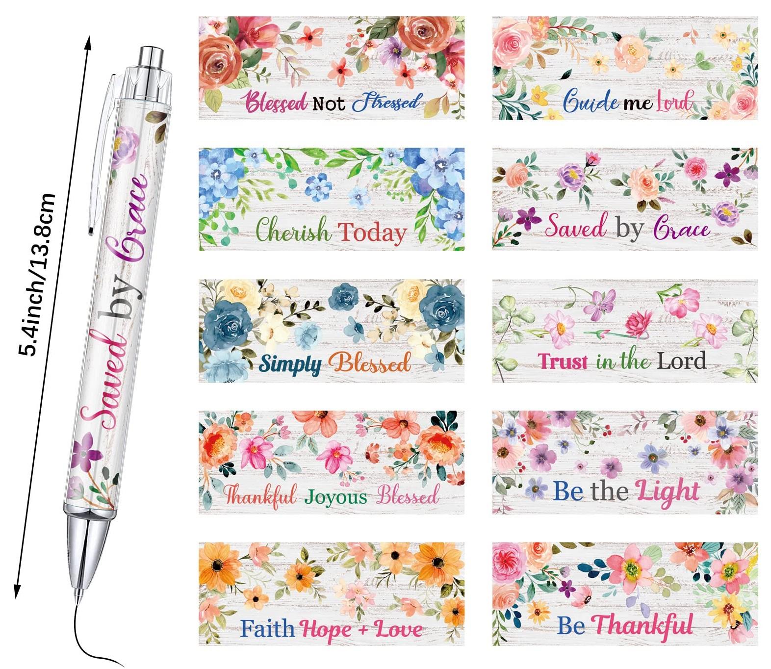 Christian Gifts with 12 Christian Pens and 12 Pocket Notebooks Bible Study Supplies with Motivational Quote Inspirational Pens Religious Gift for Church Women Teacher for Sunday Preyer Study Group, Easter Faith Gift for Christian Women Girls