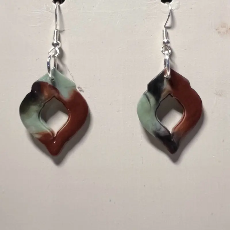 Camo Design Earrings with Unique Camo Pattern and Silver Hooks
