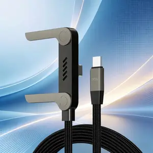 2‑in‑1 Type‑C 240W Super Fast Charging Cable with Invisible Stand, Gaming & Car Phone Holder Charger Cord – Black