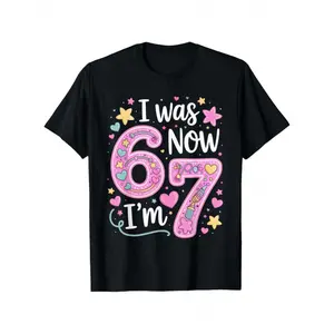 [New Year Gift] 7th Birthday T-Shirt – "I Was 6 Now I’m 7" Funny Birthday Party Outfit, Number 67 & Heart Balloons Design, Soft Breathable Tee for Boys and Girls, Casual Loose Fit Birthday Celebration Top