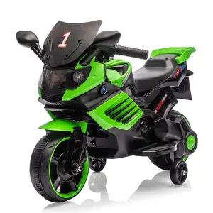 6V Kids Motorcycle, Electric Ride On Car Toy with Training Wheels, Working Headlight, Horn & Music, for Toddler Kids Boys Girls Ages 3-6,Green