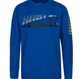 Hurley Long Sleeve Graphic T-Shirt Men's, Casual Surf Shirt, Logo Sleeve Tee, Lightweight Crew Neck Top, Beach Streetwear F