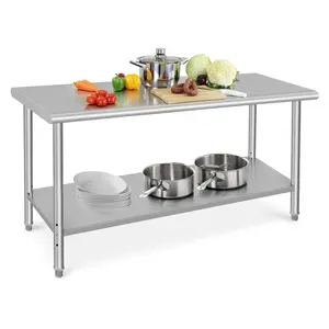 GARVEE Stainless Steel Prep Table 60 x 24 Inch, NSF Heavy Duty Commercial Kitchen Table with Undershelf, Outdoor Cooking Table, Dining Room Garage Laundry Room