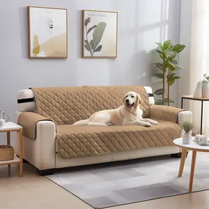 Clearance Sale Reversible Sofa Cover with Elastic Straps Pet-Friendly Waterproof Coffee Brown Two-Seater Protector
