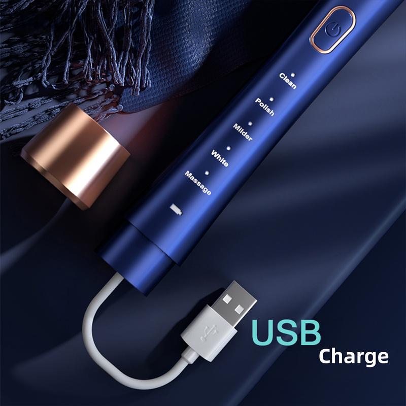 Sonic Whitening Toothbrush , 3 Brush Heads, Wireless Charging, Lightweight, Waterproof, Rechargeable Electric