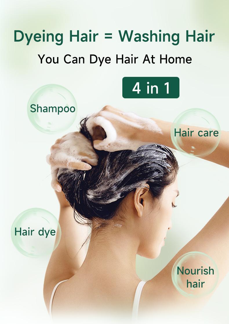 PYEONAN Unisex Bubble Hair Dye with Natural Plant Extracts, 2-in-1 for Gray Coverage and Hair Care, Gray Hair Turns into Black or Dark Brown with Herbal Ingredients, No Bleaching, 10 Bags Hair Color 5.6 Oz./160g