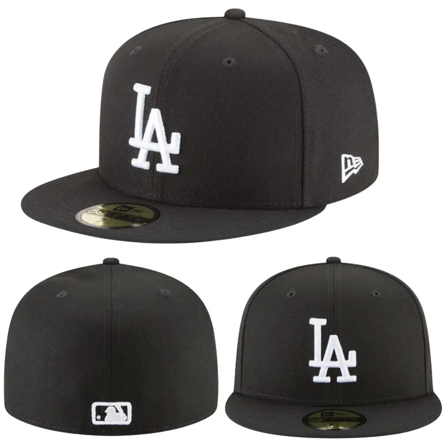 New Era Los Angeles Dodgers 59FIFTY Fitted Cap – Black Flat Brim MLB Baseball Hat with White LA Embroidered Logo, Collector’s Limited Edition 2026 Urban Streetwear Gorra premium, moda urbana para hombres y mujeres