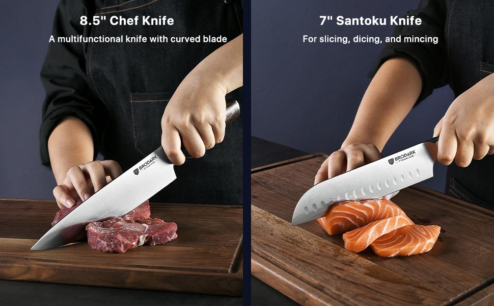 BRODARK 15PCS Full Tang Knife Set with Block wooden controller Food Grade German High Carbon Stainless Steel Professional Chef Knife Set with Sharpener Steak meat boning kitchen knives gifts for men Outdoorfun Utensils Kitchenware BRODARK 15PCS Full Tang Knife Set with Block wooden controller Food Grade German High Carbon Stainless Steel Professional Chef Knife Set with Sharpener Steak meat boning kitchen knives gifts for men Outdoorfun Utensils Kitchenware