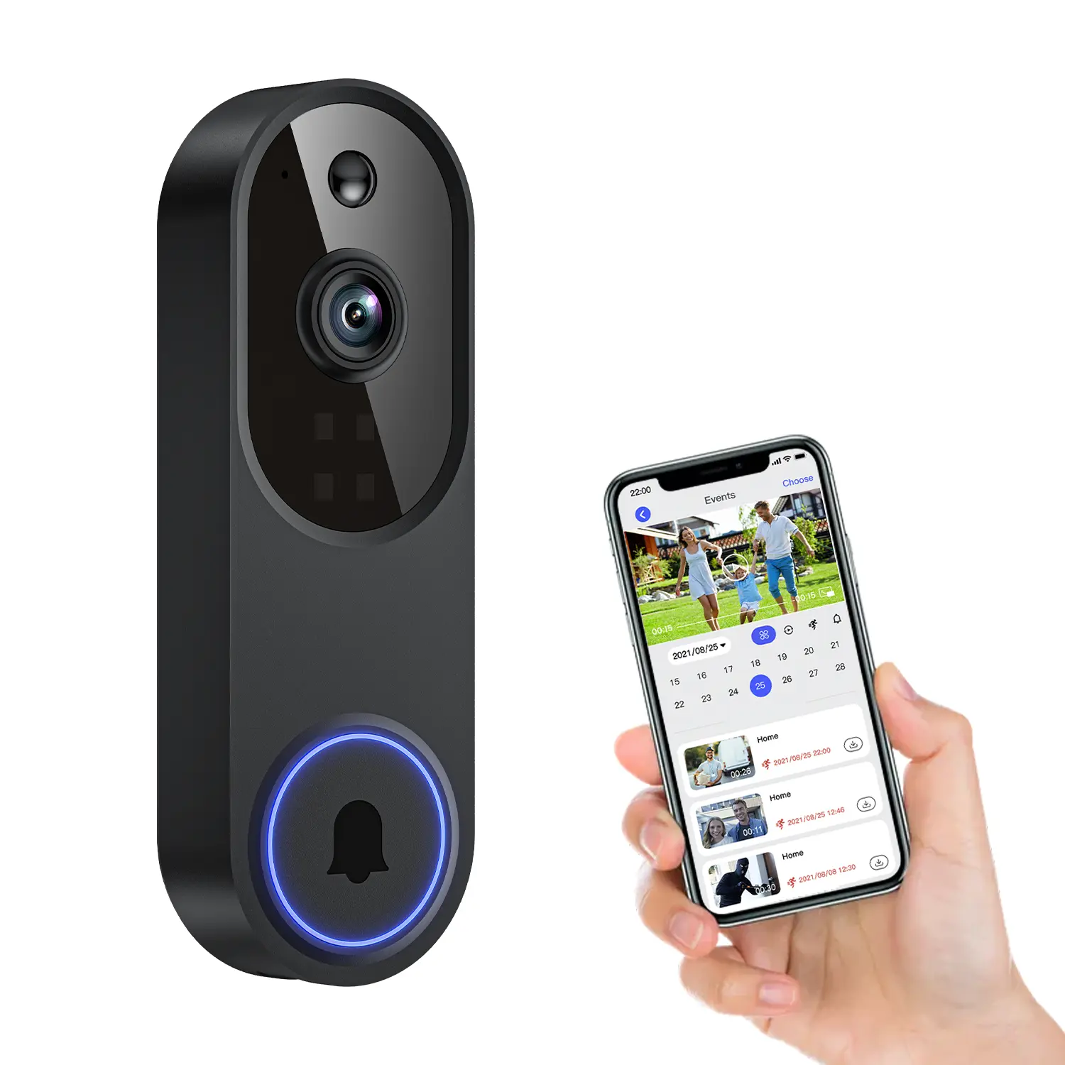 Wireless Video Doorbell Camera, Smart Security Doorbell Camera, 1080P, AI Human Detection , Night Vision, Instant Alert, Two Way Audio, 2.4G WiFi Only, Simple Installation and Rechargeable Battery, Cloud Storage, WiFi Camera