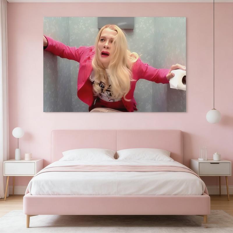 Humorous and satirical posters, featuring a blonde woman using the toilet, these colorful wall decorations are suitable for bedrooms, living rooms, offices, and bathrooms. They are the perfect gift for lovers of humorous and modern styles.