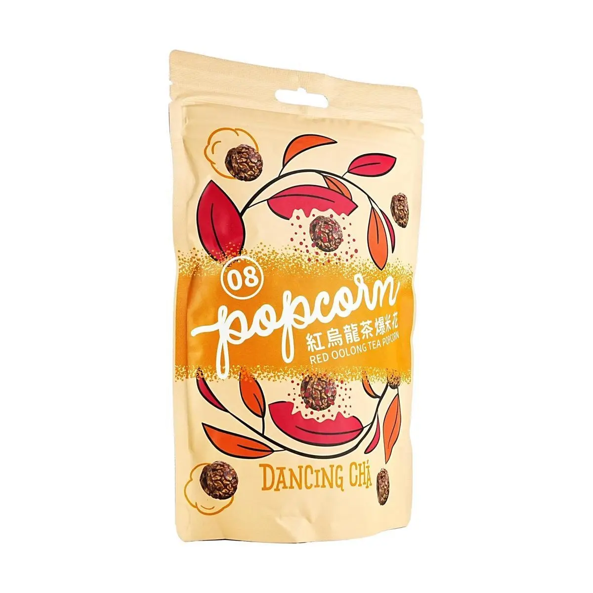Dancing Tea Red Oolong Popcorn 60g - Unique Flavored Snack, Gourmet Tea Infused Treat, Crispy & Delicious