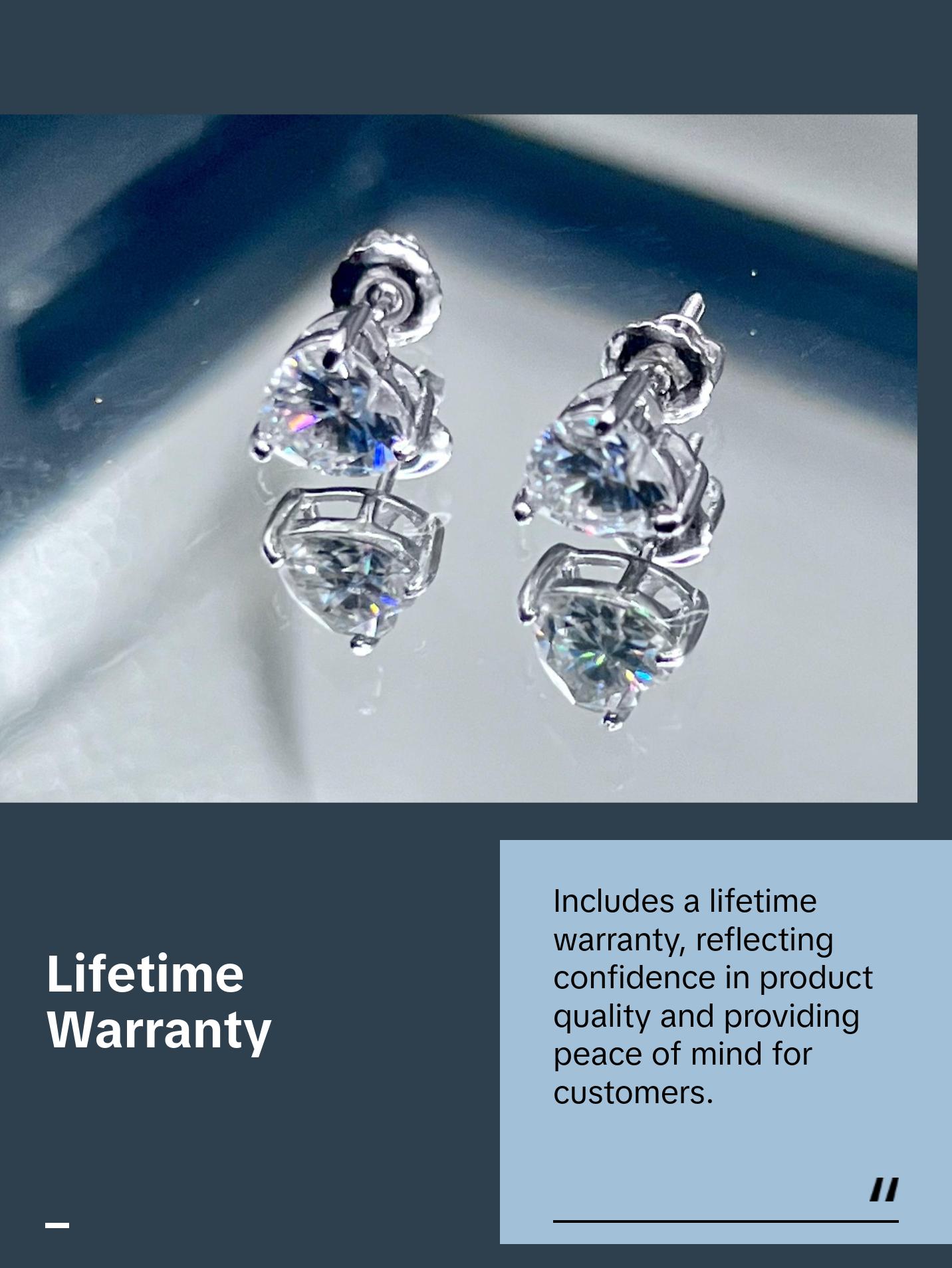 Heart Shaped Sterling Silver VVS Earrings