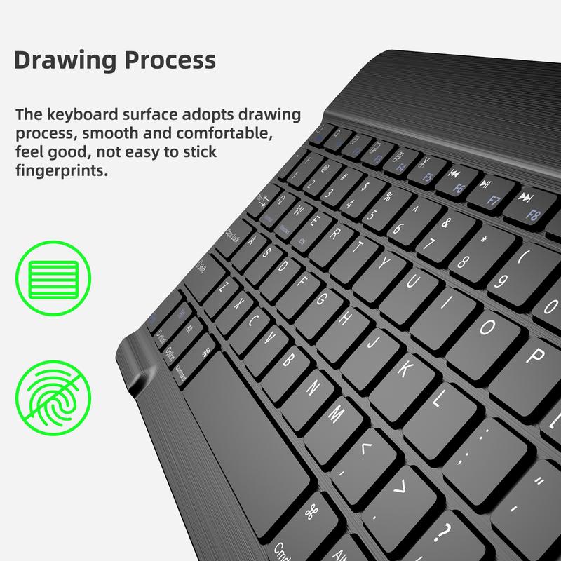 10 inch Wireless Keyboard Devices with Bluetooth, Slim Wireless Portable Travel Office Computer Accessories, for ipad, Android,Tablets, etc Rechargeable 10 inch Wireless Keyboard Devices with Bluetooth, Slim Wireless Portable Travel Office Computer Accessories, for ipad, Android,Tablets, etc Rechargeable