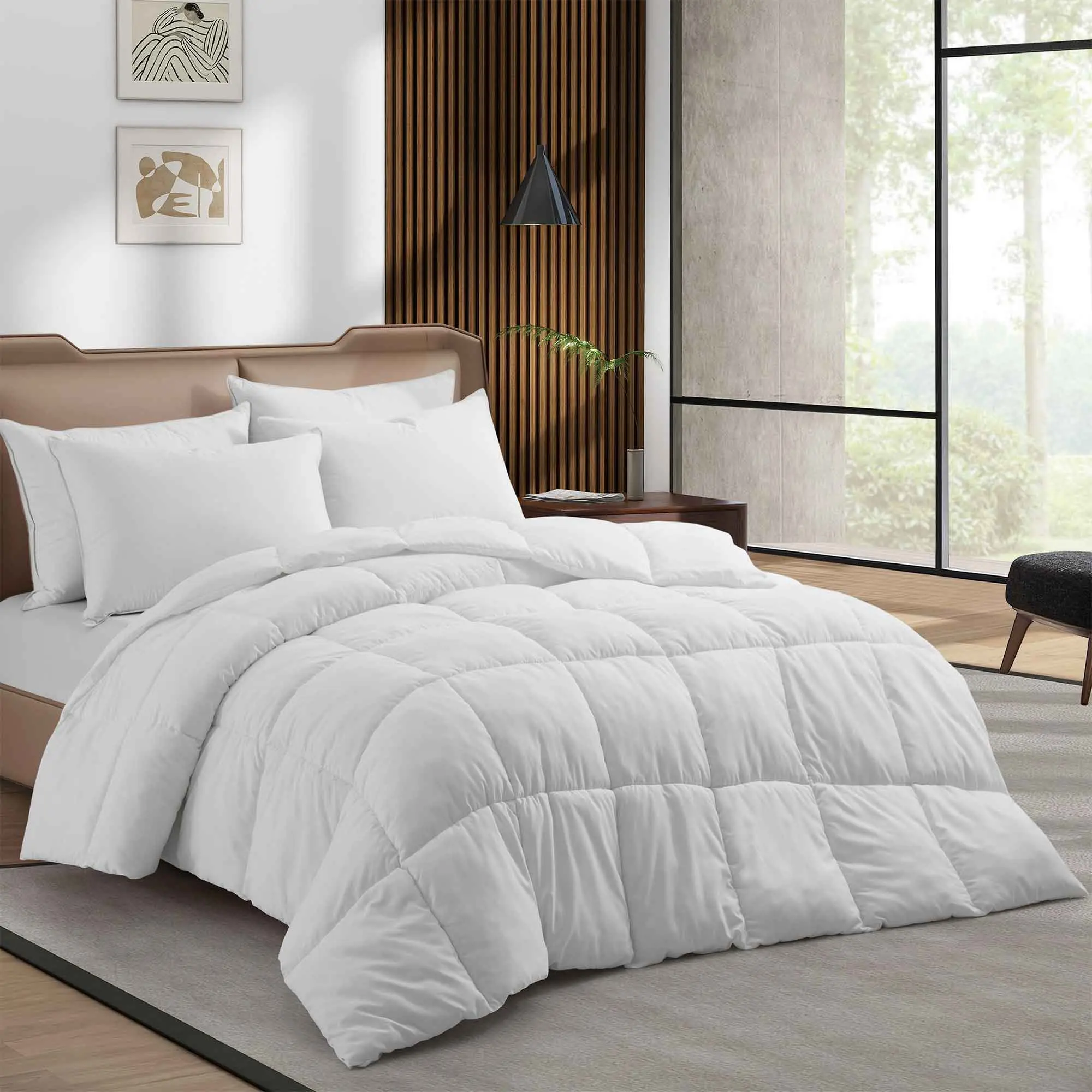 PEACE NEST Fluffy Duvet Insert - Ultra Soft Microfibre Polyester Comforter, Needle Stitched, Down-Like Softness, Machine Washable Duvet, Tumble Dryable, Lightweight All-Season Breathable Quilt with 4 Corner Tabs, Multi-Size (Twin, Full, Queen, King)