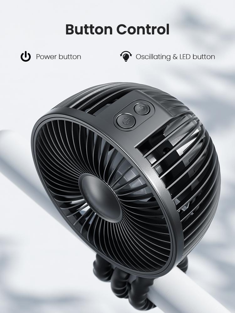 TikTok Shop Black Friday Gaiatop Baby Stroller Fan, Mosquito-Repellent Fan, Octopus Fan-4000mAh Oscillating Portable Fan with Light, 4 Speeds, Battery-Operated, 360° Rotating Tripod, Clip-On for Stroller, Car Seat, Crib, Travel Fans, Tummy Time