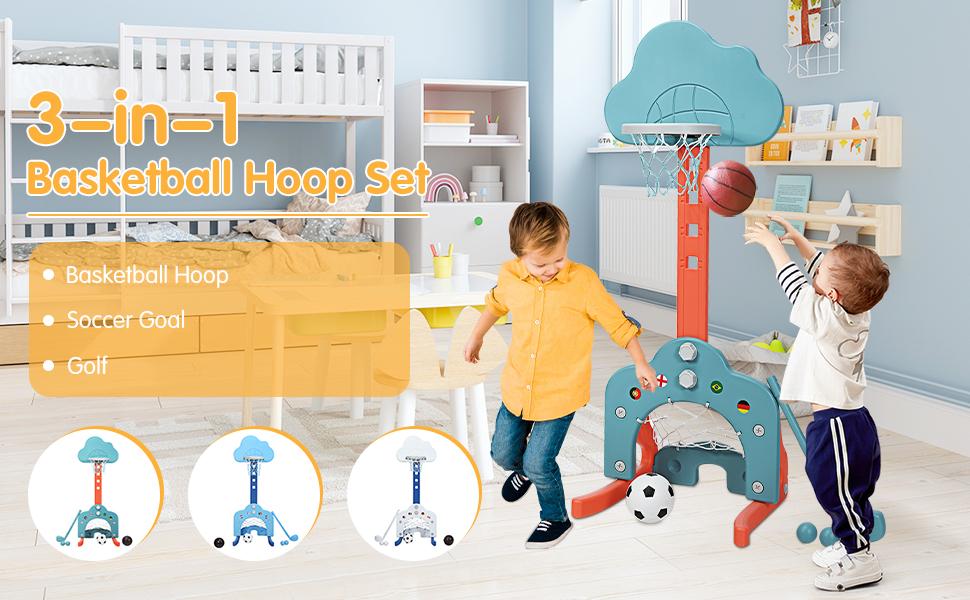 【Black Friday】Costzon Kids Basketball Hoop, Child Sports Activity Center w/ Adjustable Height Levels, Basketball Frame, for Indoor Outdoor 【Black Friday】Costzon Kids Basketball Hoop, Child Sports Activity Center w/ Adjustable Height Levels, Basketball Frame, for Indoor Outdoor