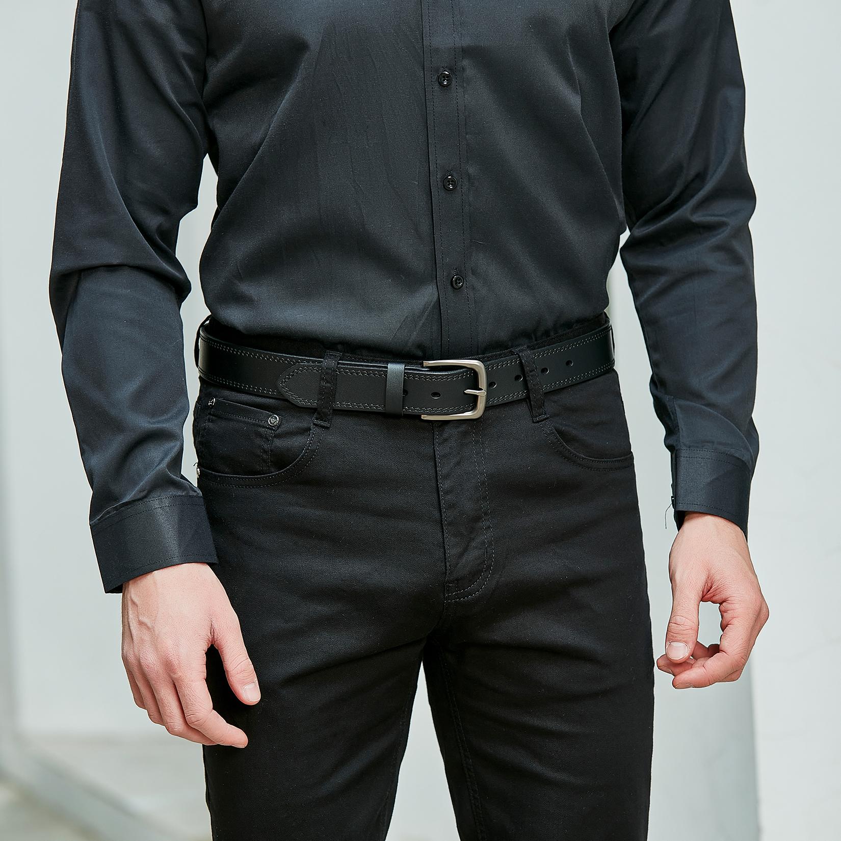 VATAN Men's Genuine Leather Fashionable Buckle Decorated Waistband for Jeans Belts Versatile Stylish for Work Business Trendy All-match Exquisite Belt for Birthday Gift